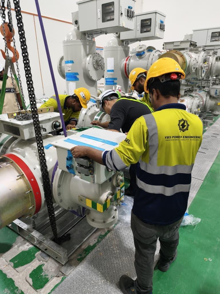 YBS engineer working on gas-insulated switchgear